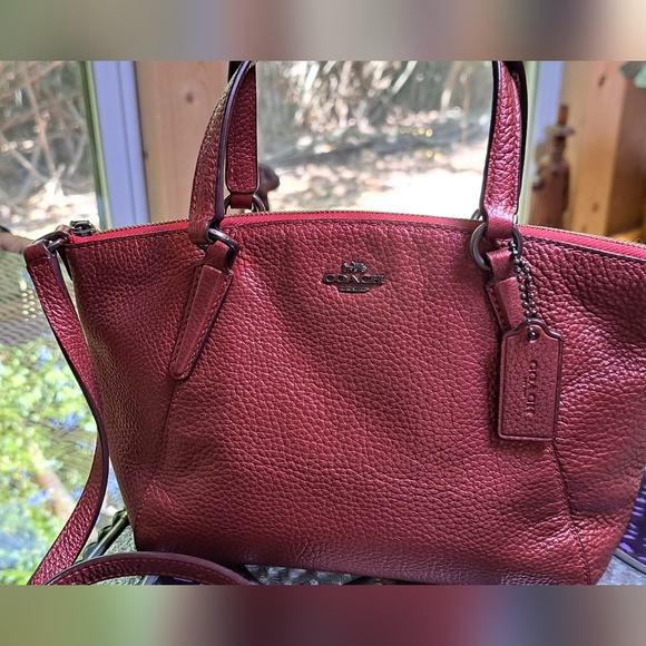 Coach Mini Kelsey Leather Satchel. Metallic Red. - Picture 1 of 11